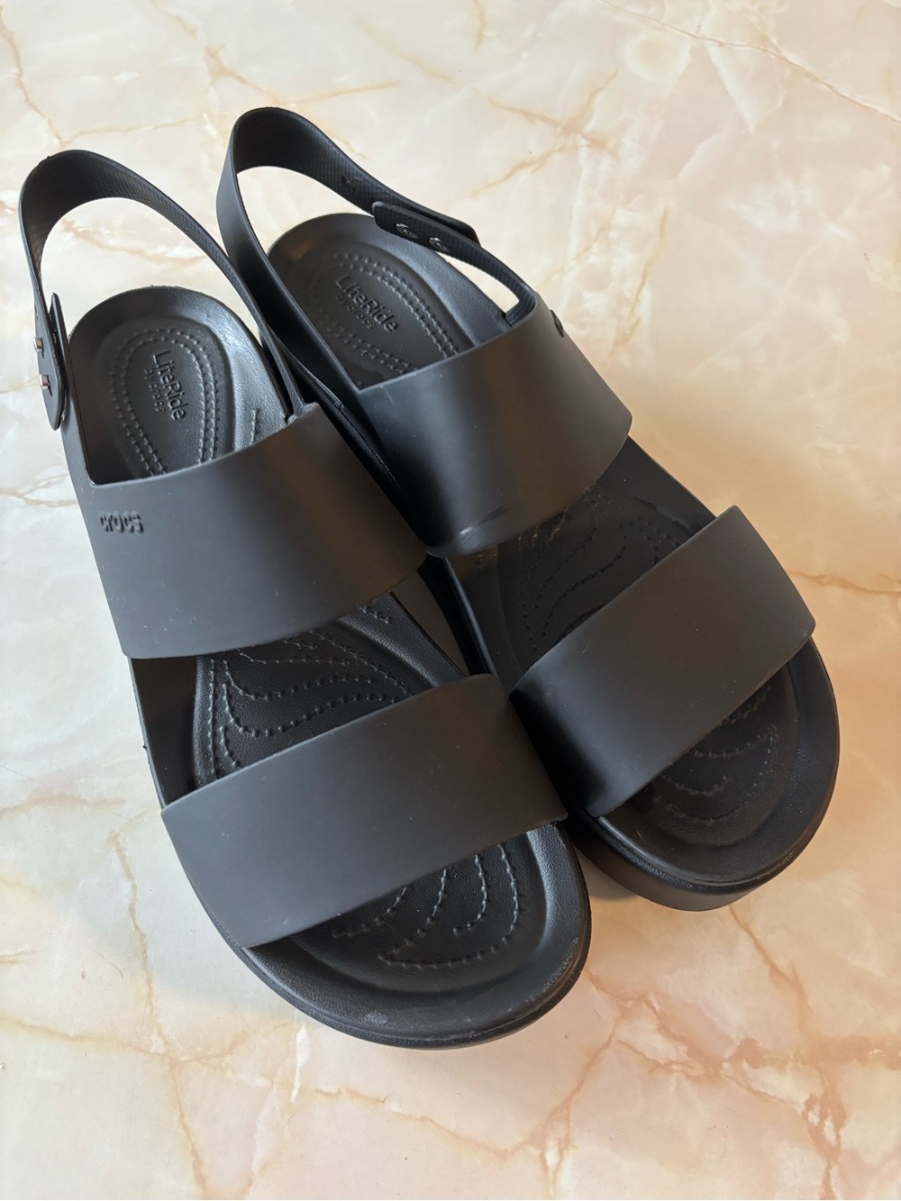 CROCS Women's Black Dual-Strap Slingback Sandals